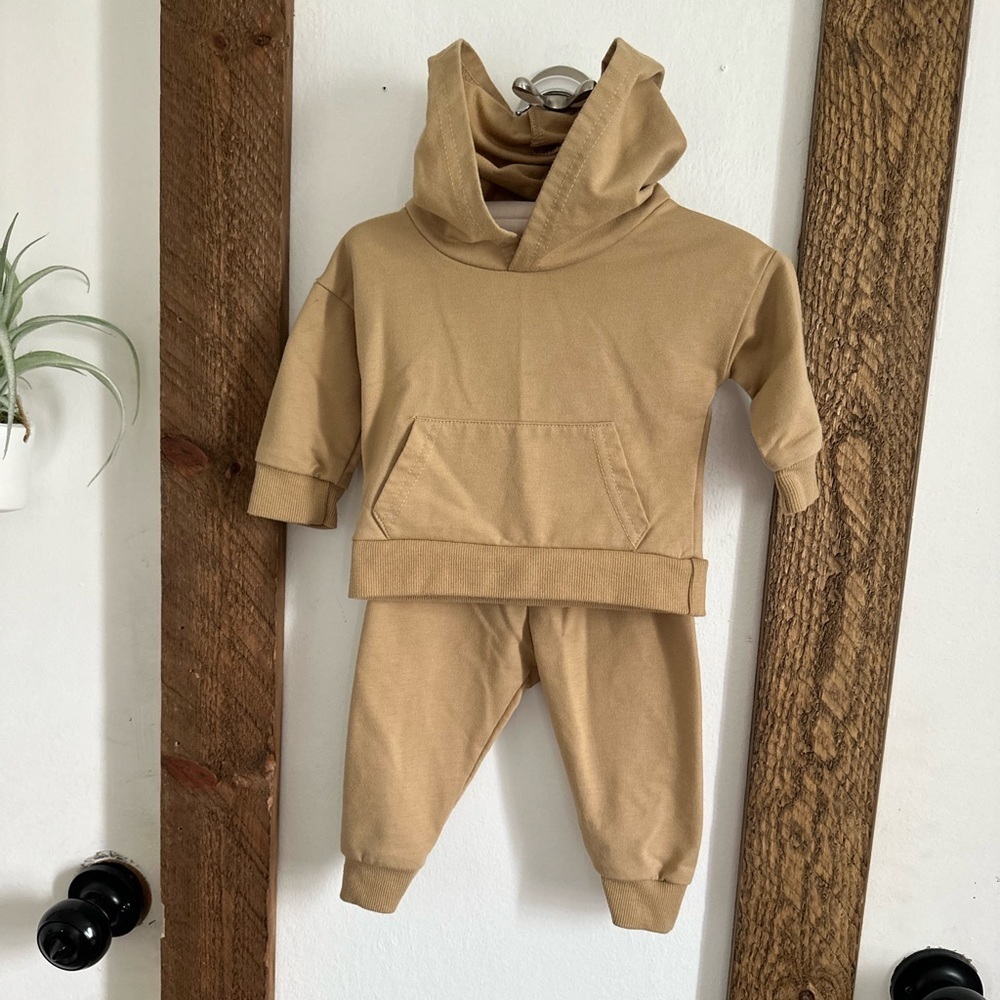 Baby Boy Girl 3-6 M Sweatpants Sweatshirt Hoodie 2 Pc Matching Outfit Set EUC